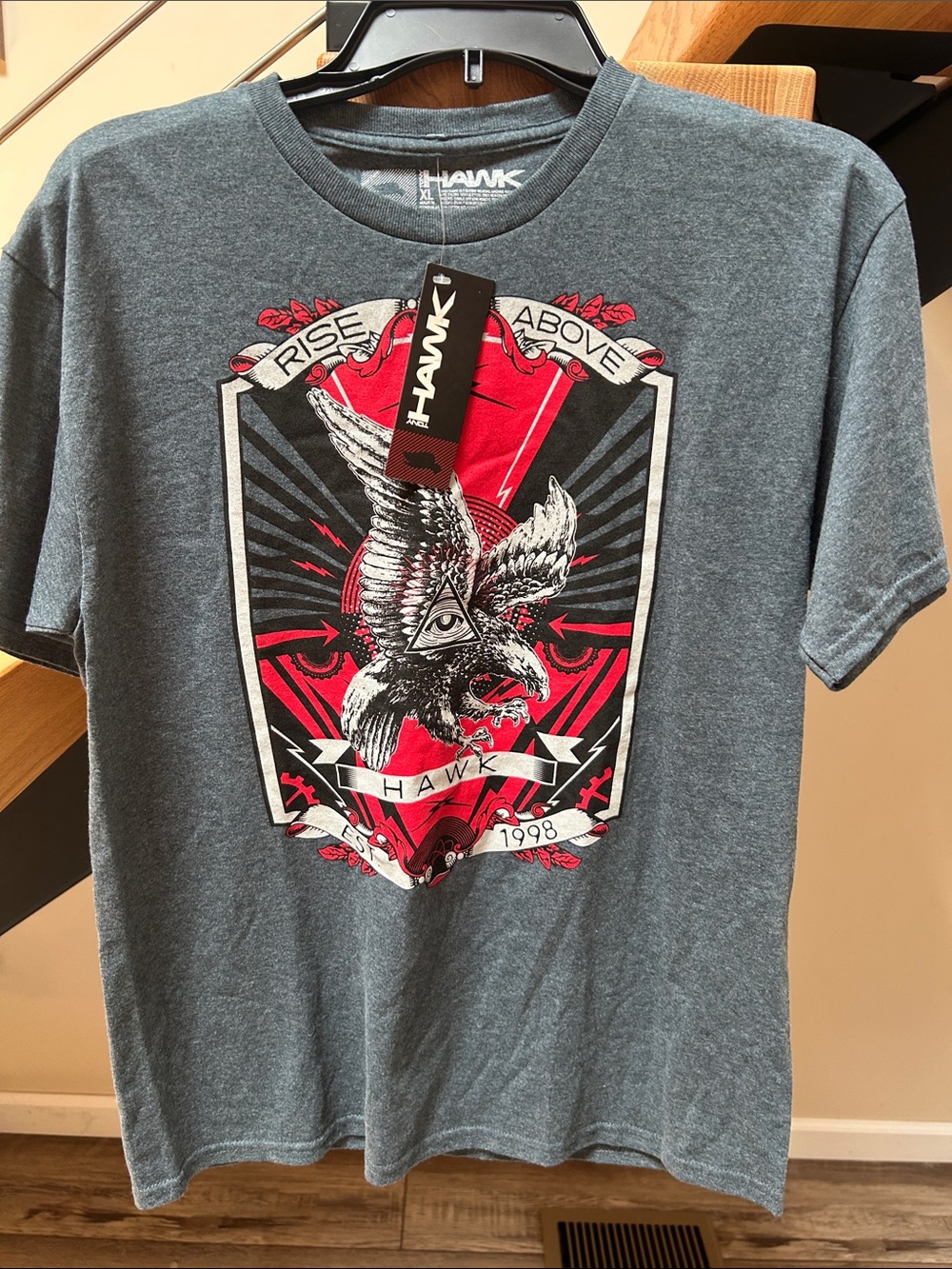 Tony Hawk Heather Gray Short-Sleeve Graphic Tee with Red and Black Design